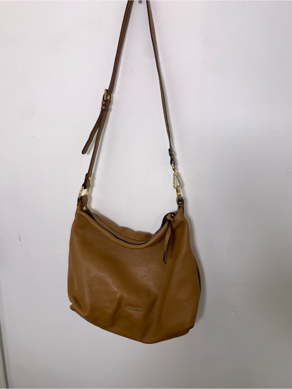 Calvin Klein Caramel Tan Leather Hobo Shoulder Bag